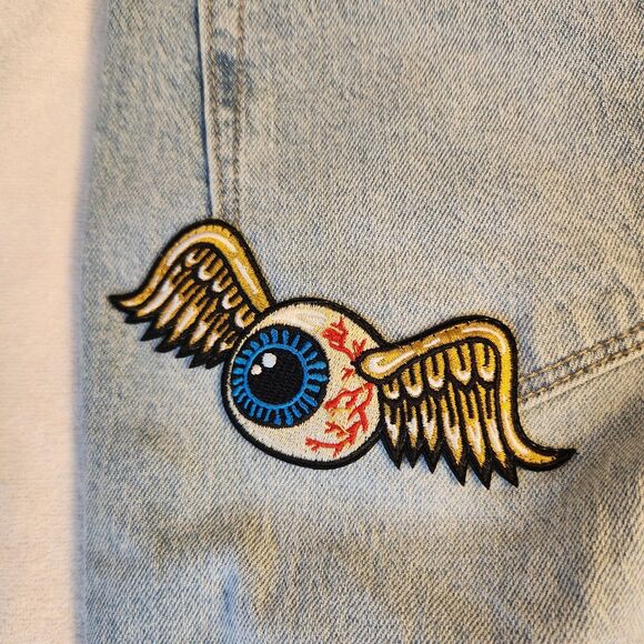 VON DUTCH Low Rise Bootcut Patch Embroidered Jeans Light Wash Y2K Size 26 NWT - Picture 7 of 9